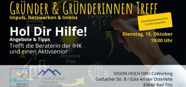 Gründerinnen- & Gründer-Treff: Hol Dir Hilfe!